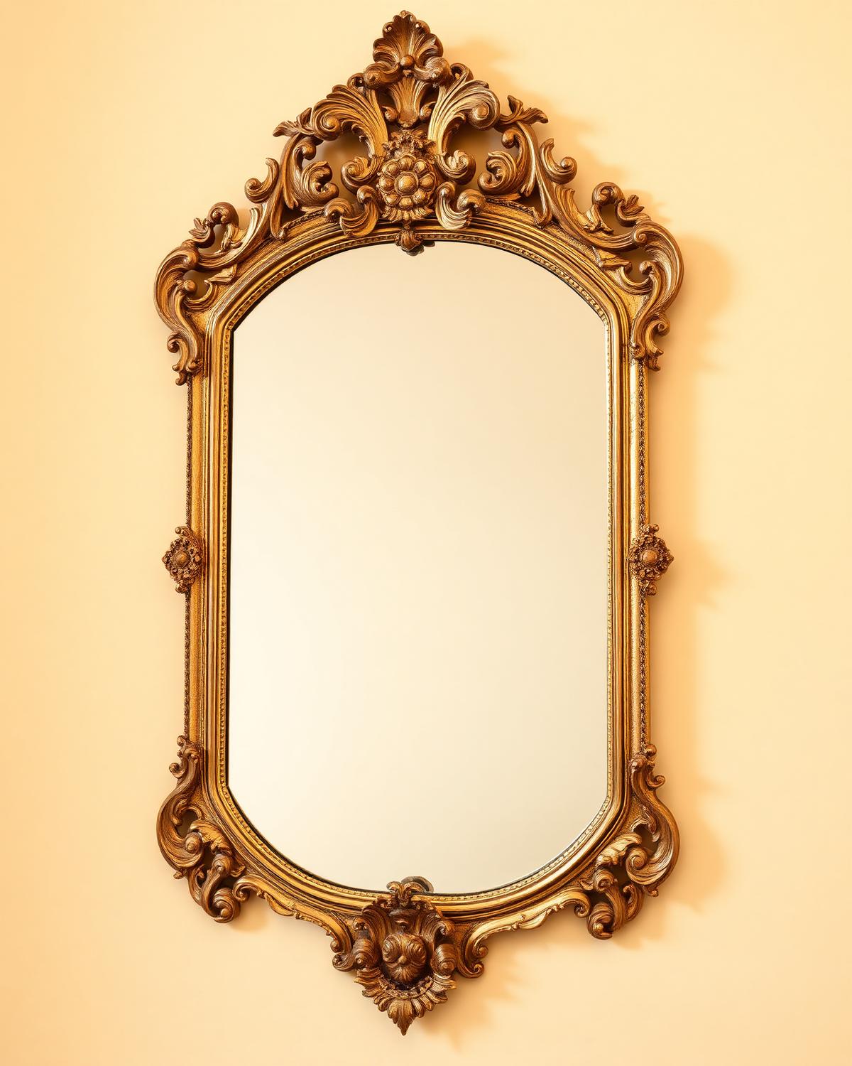 French gilt mirror and marquetry commode